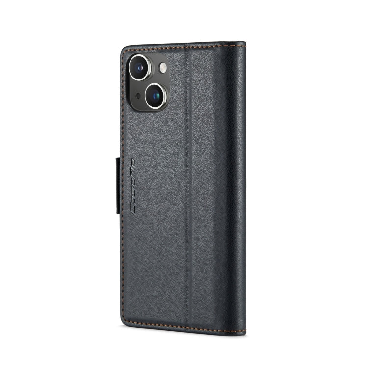 For iPhone 14 CaseMe 023 Butterfly Buckle Litchi Texture RFID Anti-theft Leather Phone Case(Black)