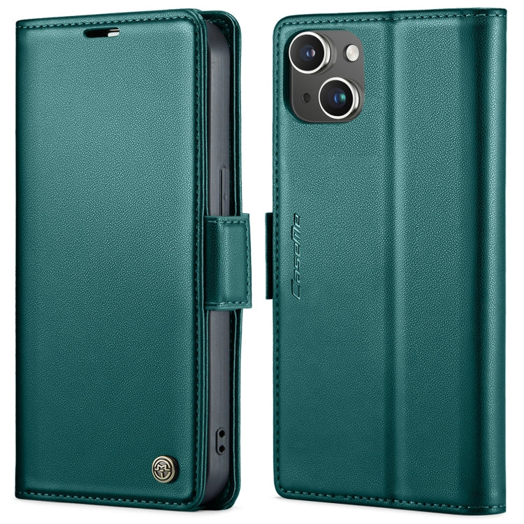 For iPhone 13 CaseMe 023 Butterfly Buckle Litchi Texture RFID Anti-theft Leather Phone Case(Pearly Blue)