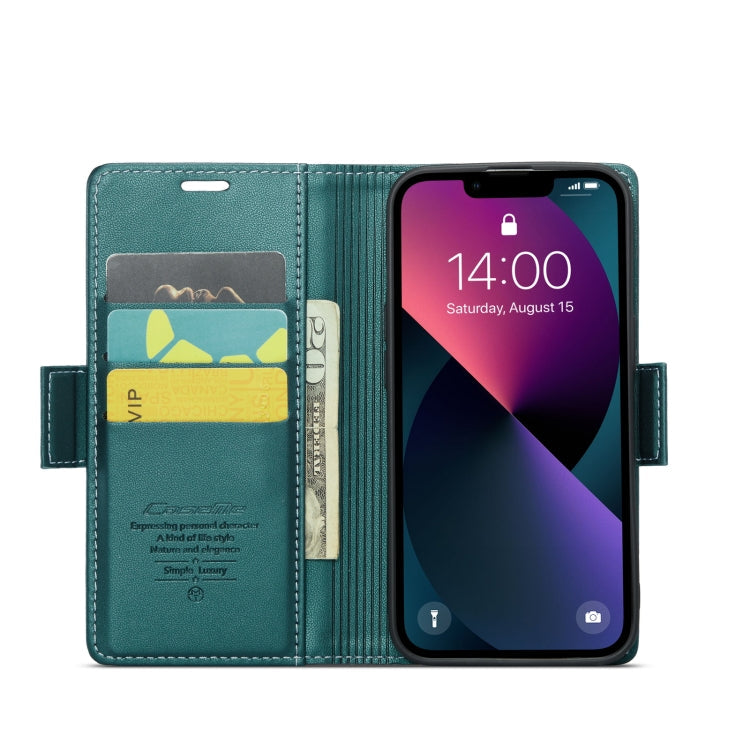 For iPhone 13 CaseMe 023 Butterfly Buckle Litchi Texture RFID Anti-theft Leather Phone Case(Pearly Blue)