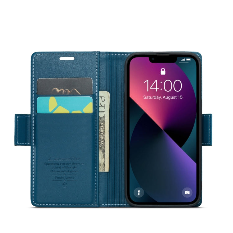 For iPhone 13 mini CaseMe 023 Butterfly Buckle Litchi Texture RFID Anti-theft Leather Phone Case(Blue)