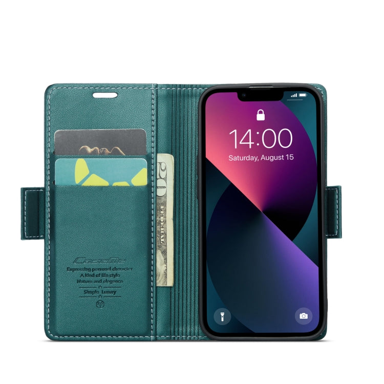 For iPhone 13 mini CaseMe 023 Butterfly Buckle Litchi Texture RFID Anti-theft Leather Phone Case(Pearly Blue)