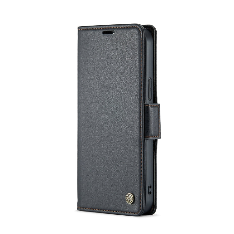 For iPhone 13 Pro Max CaseMe 023 Butterfly Buckle Litchi Texture RFID Anti-theft Leather Phone Case(Black)