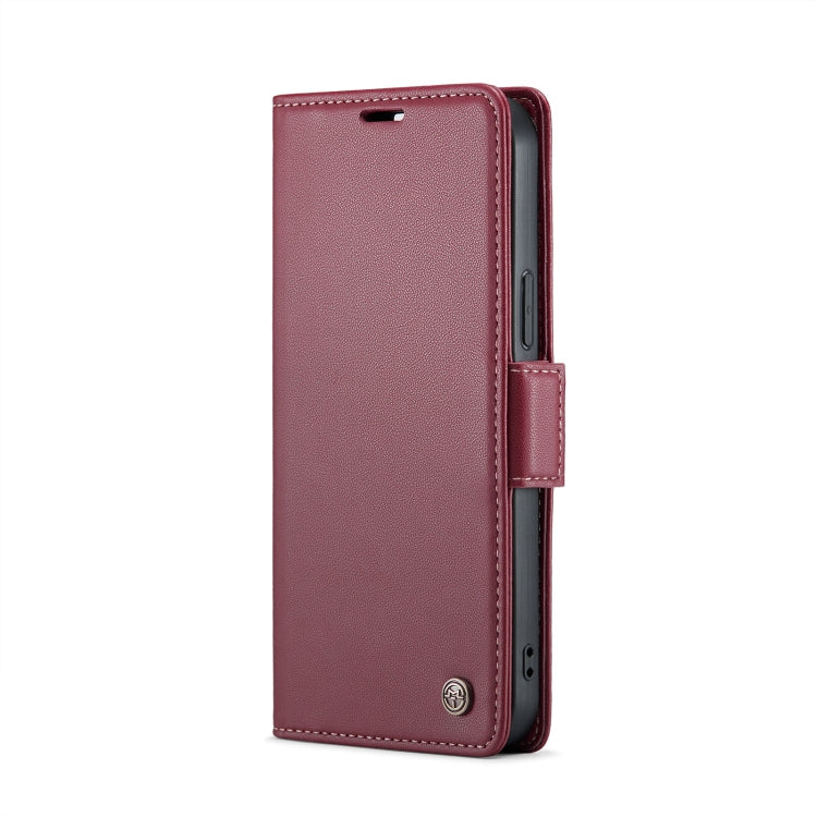 For iPhone 12 / 12 Pro CaseMe 023 Butterfly Buckle Litchi Texture RFID Anti-theft Leather Phone Case(Wine Red)