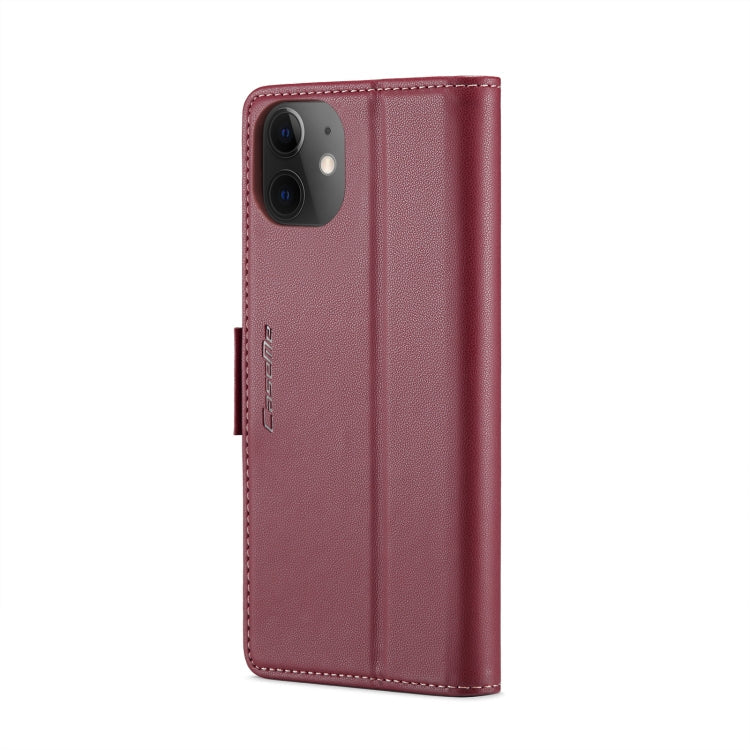 For iPhone 12 / 12 Pro CaseMe 023 Butterfly Buckle Litchi Texture RFID Anti-theft Leather Phone Case(Wine Red)