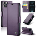 For iPhone 12 Pro Max CaseMe 023 Butterfly Buckle Litchi Texture RFID Anti-theft Leather Phone Case(Pearly Purple)