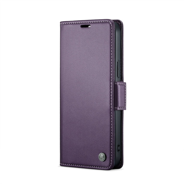 For iPhone 12 Pro Max CaseMe 023 Butterfly Buckle Litchi Texture RFID Anti-theft Leather Phone Case(Pearly Purple)