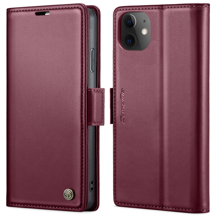 For iPhone 11 CaseMe 023 Butterfly Buckle Litchi Texture RFID Anti-theft Leather Phone Case(Wine Red)