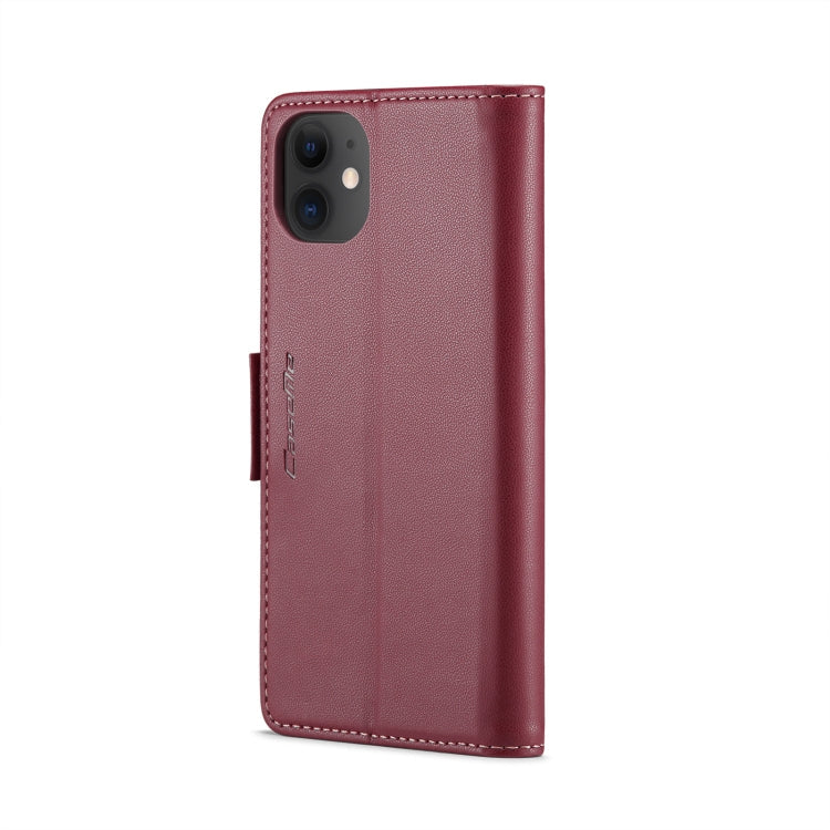 For iPhone 11 CaseMe 023 Butterfly Buckle Litchi Texture RFID Anti-theft Leather Phone Case(Wine Red)