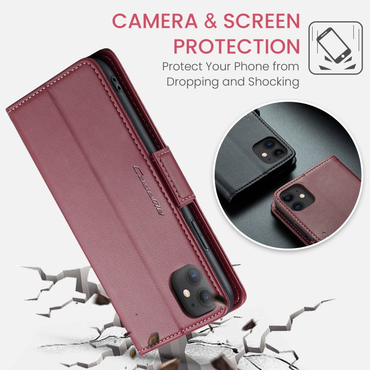 For iPhone 11 CaseMe 023 Butterfly Buckle Litchi Texture RFID Anti-theft Leather Phone Case(Wine Red)
