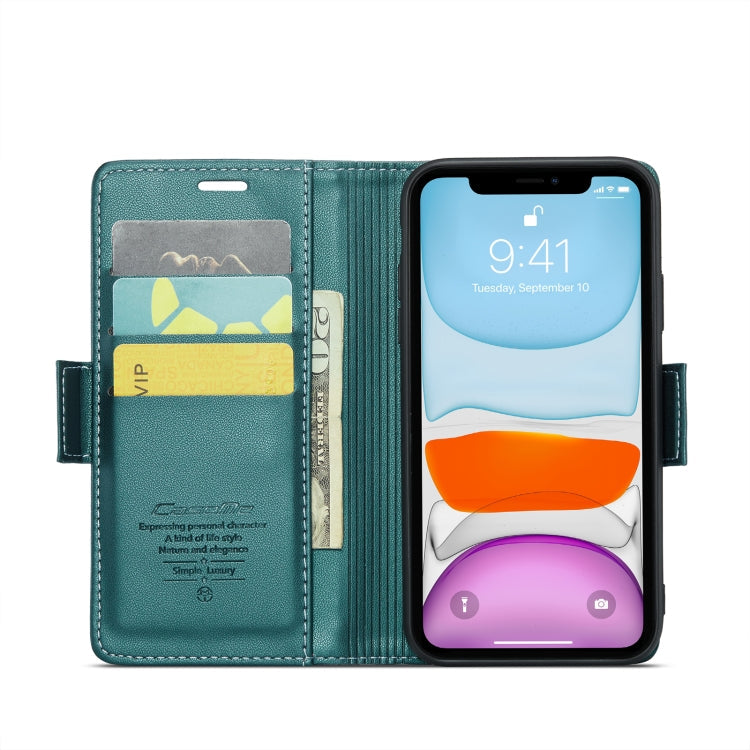 For iPhone 11 CaseMe 023 Butterfly Buckle Litchi Texture RFID Anti-theft Leather Phone Case(Pearly Blue)