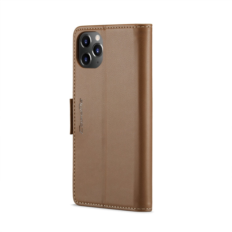 For iPhone 11 Pro CaseMe 023 Butterfly Buckle Litchi Texture RFID Anti-theft Leather Phone Case(Brown)