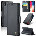 For iPhone XS Max CaseMe 023 Butterfly Buckle Litchi Texture RFID Anti-theft Leather Phone Case(Black)