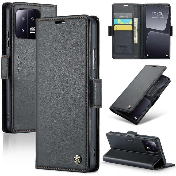 For Xiaomi 13 CaseMe 023 Butterfly Buckle Litchi Texture RFID Anti-theft Leather Phone Case(Black)