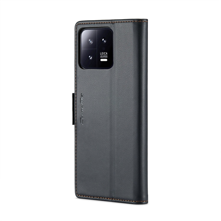 For Xiaomi 13 CaseMe 023 Butterfly Buckle Litchi Texture RFID Anti-theft Leather Phone Case(Black)