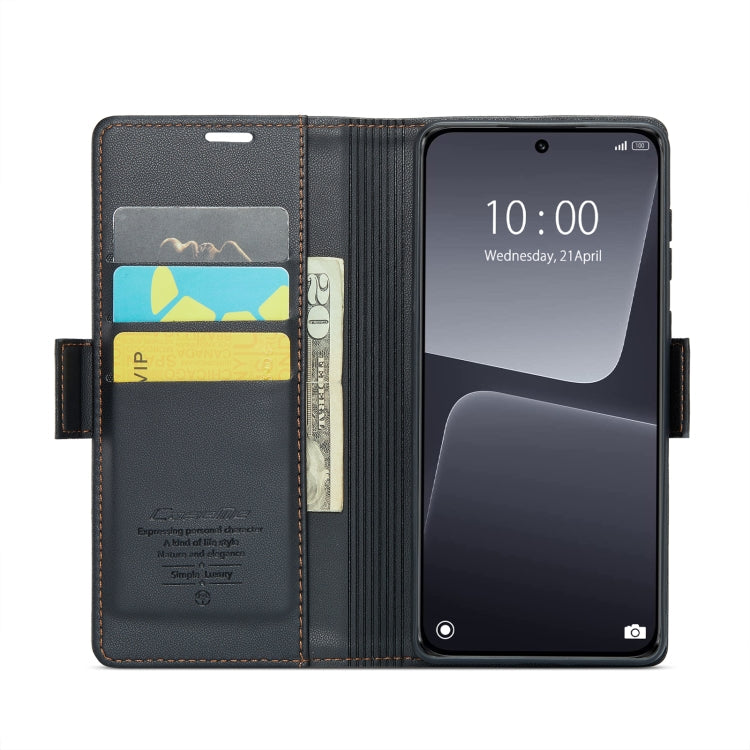 For Xiaomi 13 CaseMe 023 Butterfly Buckle Litchi Texture RFID Anti-theft Leather Phone Case(Black)