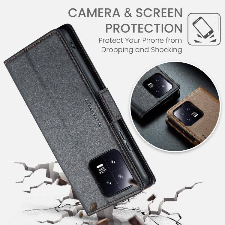 For Xiaomi 13 CaseMe 023 Butterfly Buckle Litchi Texture RFID Anti-theft Leather Phone Case(Black)