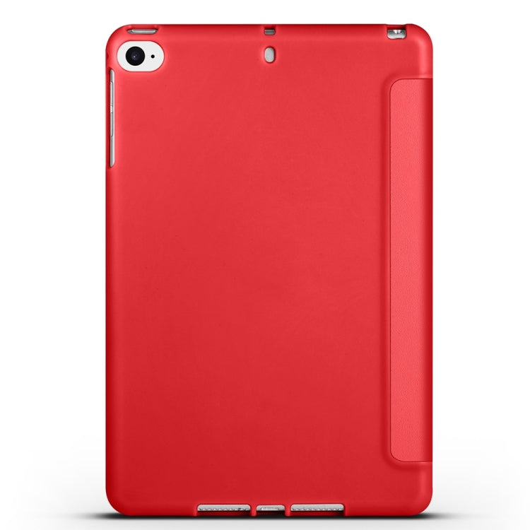 For iPad mini 5 / 4 / 3 / 2 / 1 3-folding TPU Horizontal Flip Leather Tablet Case with Holder(Red)