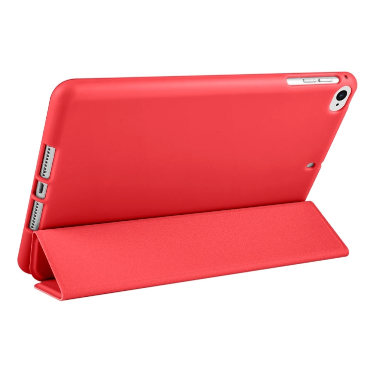 For iPad mini 5 / 4 / 3 / 2 / 1 3-folding TPU Horizontal Flip Leather Tablet Case with Holder(Red)