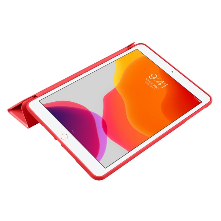 For iPad mini 5 / 4 / 3 / 2 / 1 3-folding TPU Horizontal Flip Leather Tablet Case with Holder(Red)