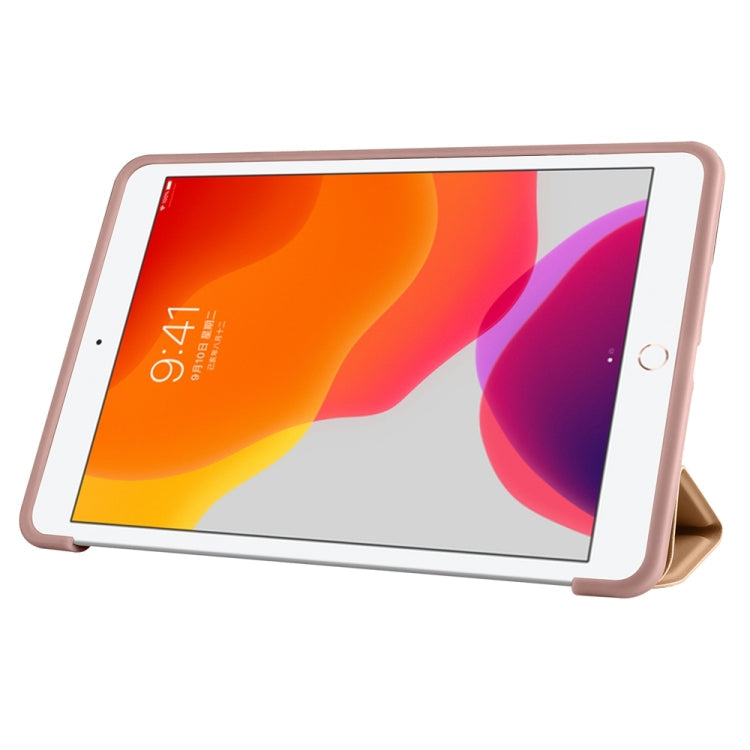 For iPad 9.7 2018 / 2017 / Air 2 / Air 3-folding TPU Horizontal Flip Leather Tablet Case with Holder(Gold)
