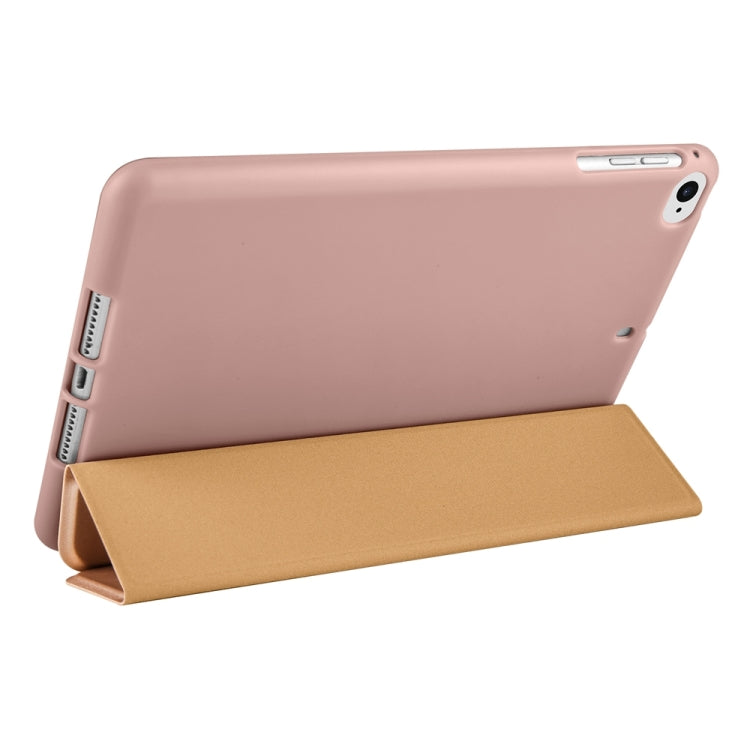 For iPad 9.7 2018 / 2017 / Air 2 / Air 3-folding TPU Horizontal Flip Leather Tablet Case with Holder(Gold)