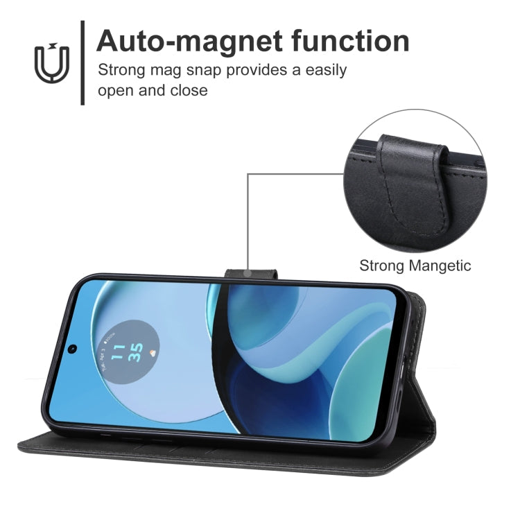 For Motorola Moto G54 Leather Phone Case(Black)