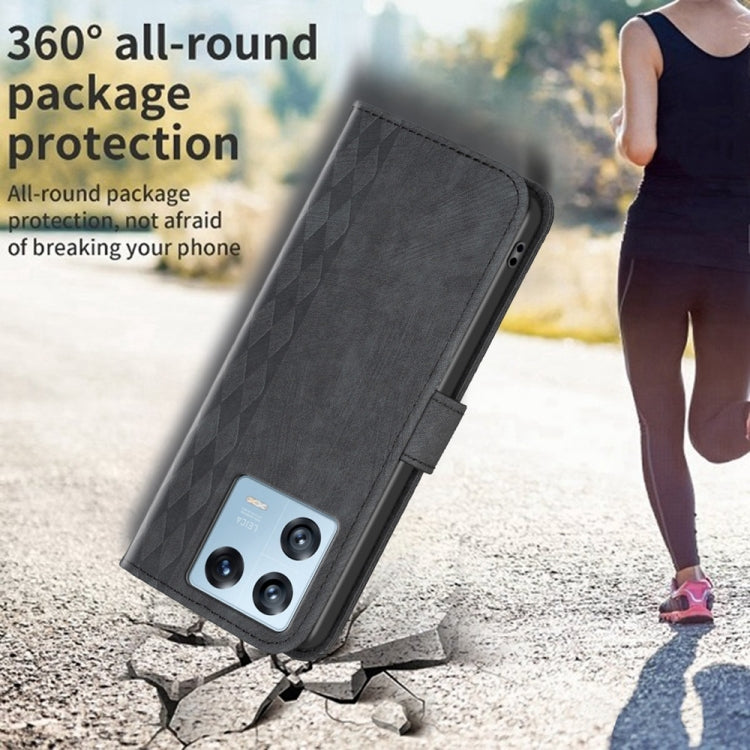 For Xiaomi 13 Pro Plaid Embossed Leather Phone Case(Black)