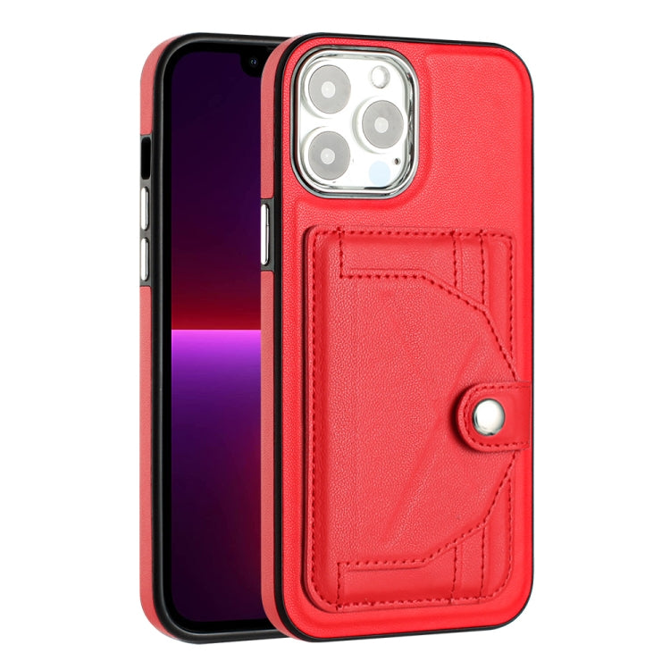 For iPhone 15 Pro Max Shockproof Leather Phone Case with Card Holder(Red)