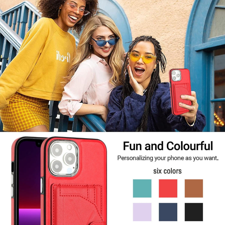 For iPhone 15 Pro Max Shockproof Leather Phone Case with Card Holder(Red)