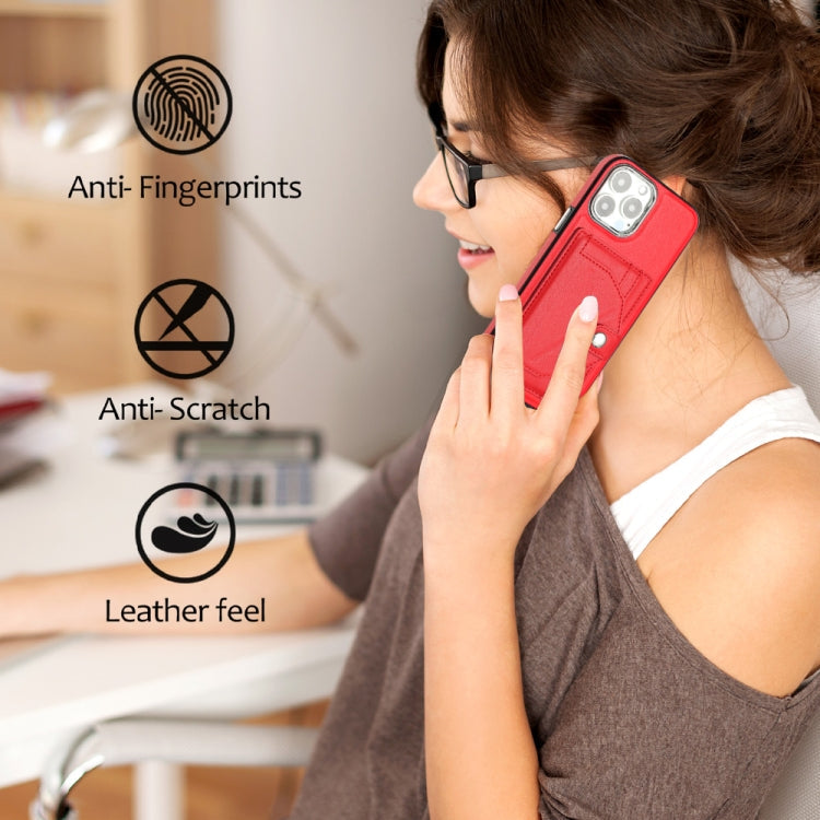 For iPhone 15 Pro Max Shockproof Leather Phone Case with Card Holder(Red)