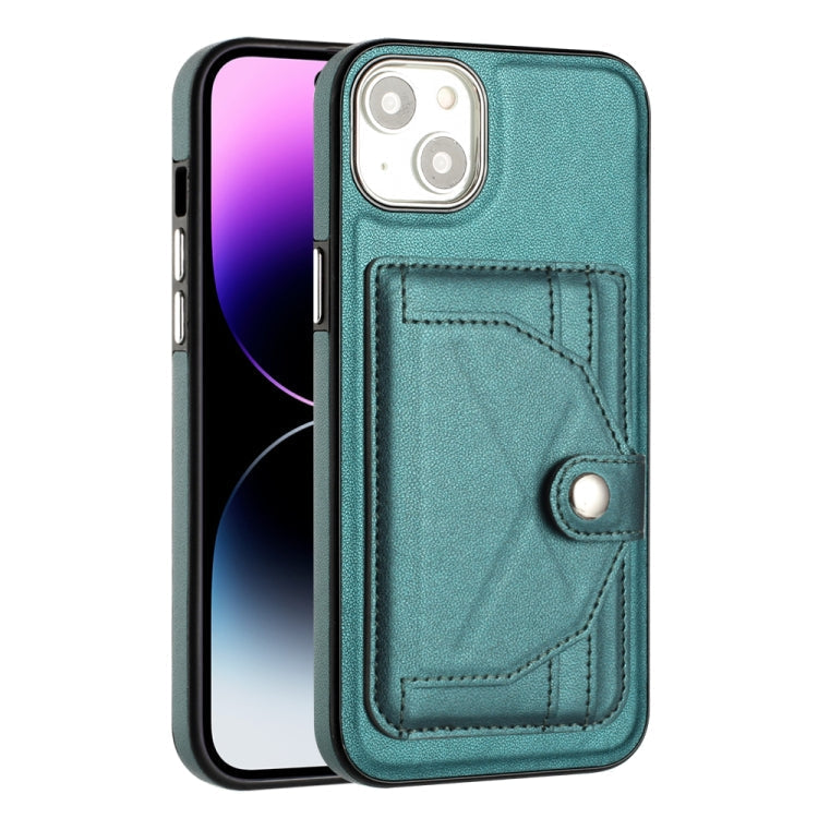 For iPhone 15 Plus Shockproof Leather Phone Case with Card Holder(Green)
