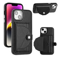 For iPhone 15 Shockproof Leather Phone Case with Card Holder(Black)