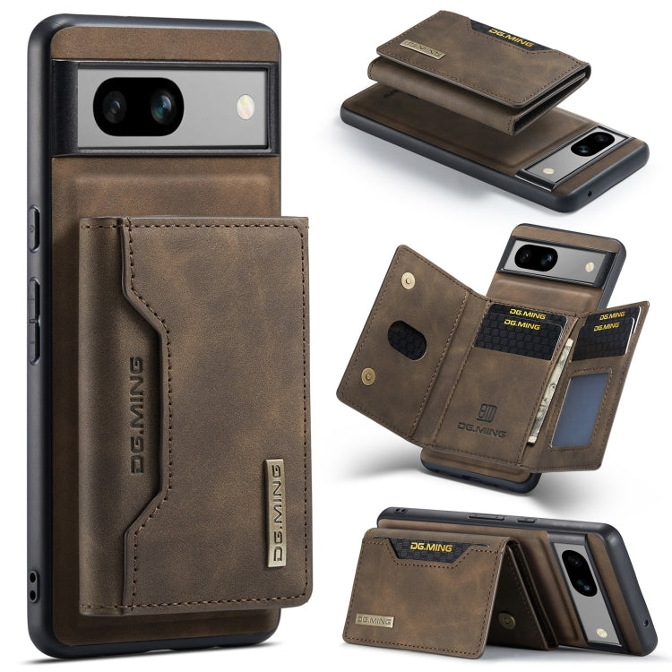 For Google Pixel 7A DG.MING M2 Series 3-Fold Multi Card Bag  Magnetic Phone Case(Coffee)