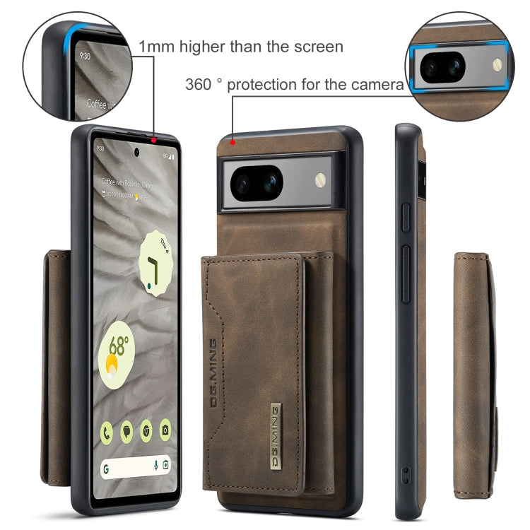 For Google Pixel 7A DG.MING M2 Series 3-Fold Multi Card Bag  Magnetic Phone Case(Coffee)