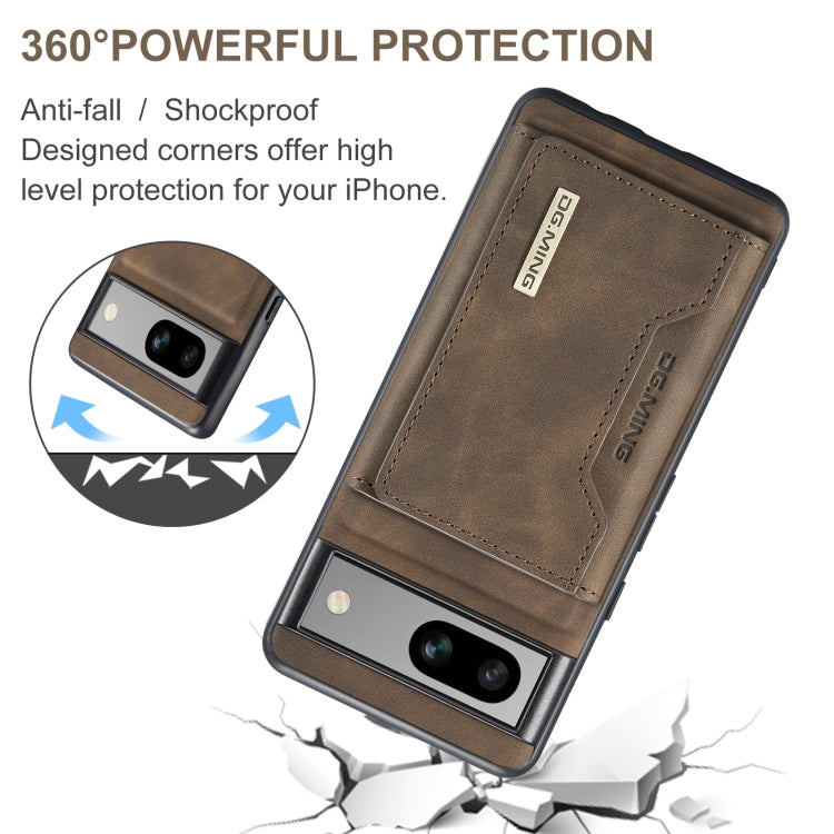 For Google Pixel 7A DG.MING M2 Series 3-Fold Multi Card Bag  Magnetic Phone Case(Coffee)