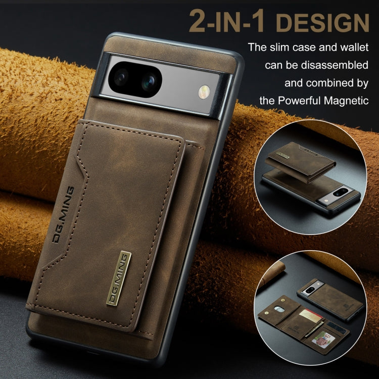 For Google Pixel 7A DG.MING M2 Series 3-Fold Multi Card Bag  Magnetic Phone Case(Coffee)