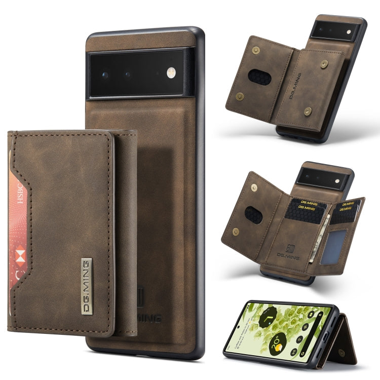 For Google Pixel 6 DG.MING M2 Series 3-Fold Multi Card Bag  Magnetic Phone Case(Coffee)