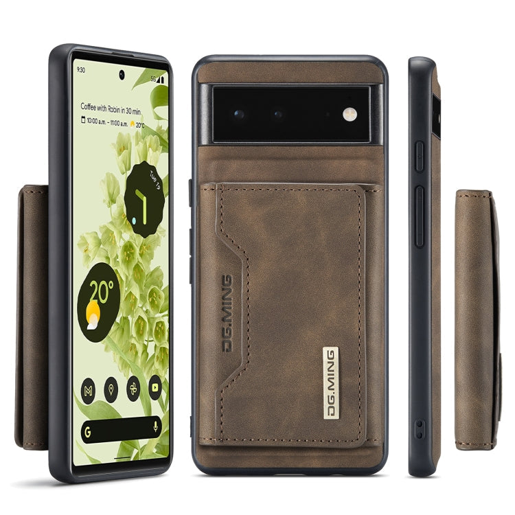 For Google Pixel 6 DG.MING M2 Series 3-Fold Multi Card Bag  Magnetic Phone Case(Coffee)