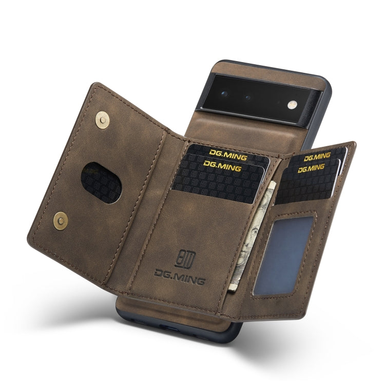 For Google Pixel 6 DG.MING M2 Series 3-Fold Multi Card Bag  Magnetic Phone Case(Coffee)