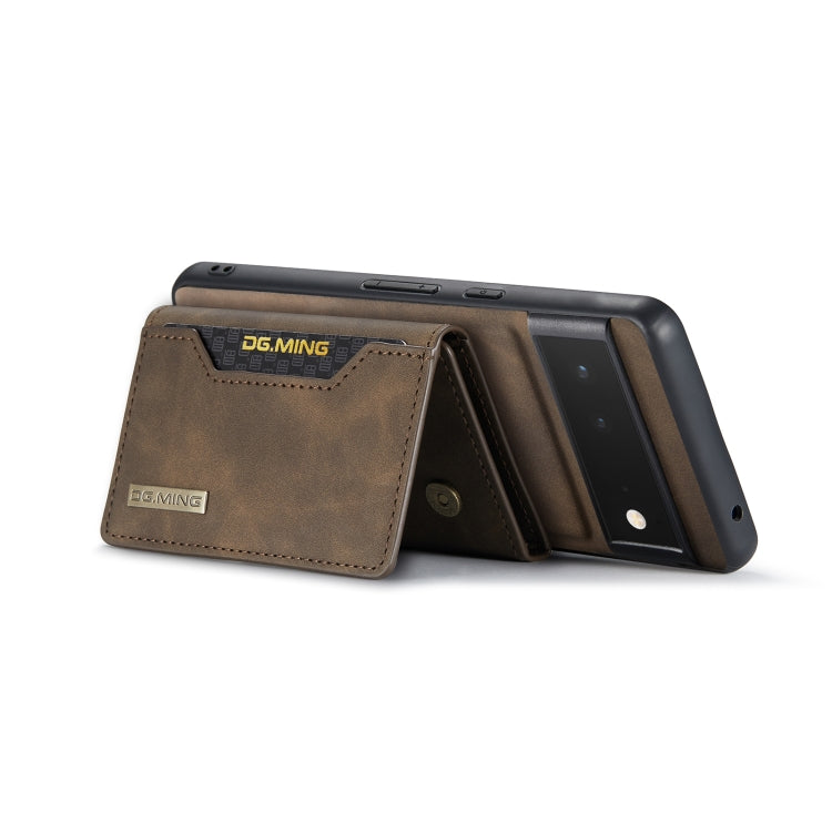 For Google Pixel 6 DG.MING M2 Series 3-Fold Multi Card Bag  Magnetic Phone Case(Coffee)