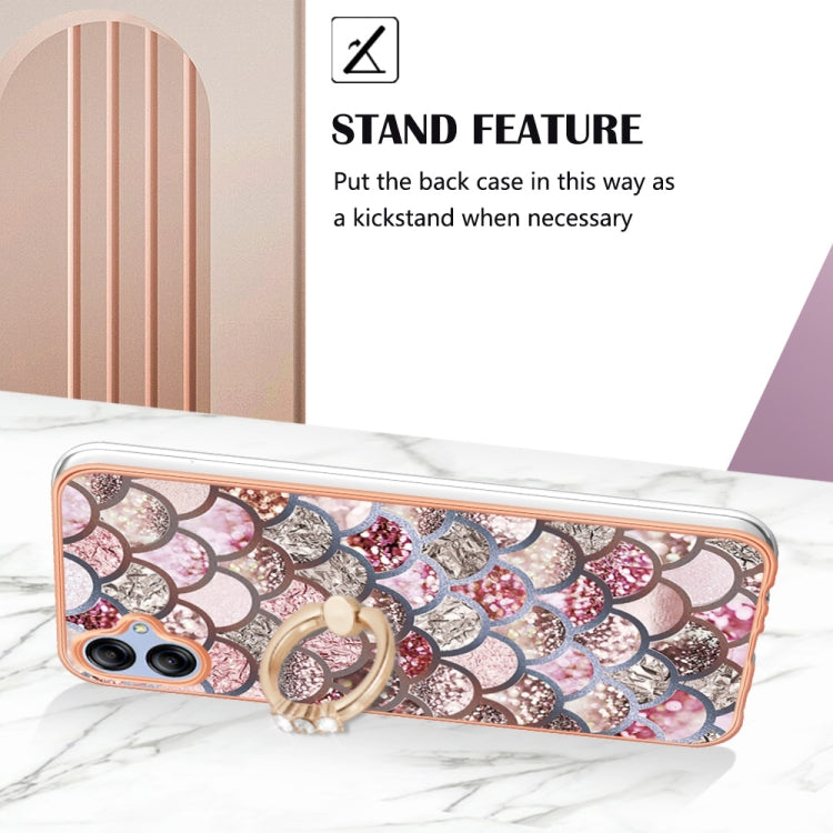 For Samsung Galaxy A04e Electroplating IMD TPU Phone Case with Ring(Pink Scales)