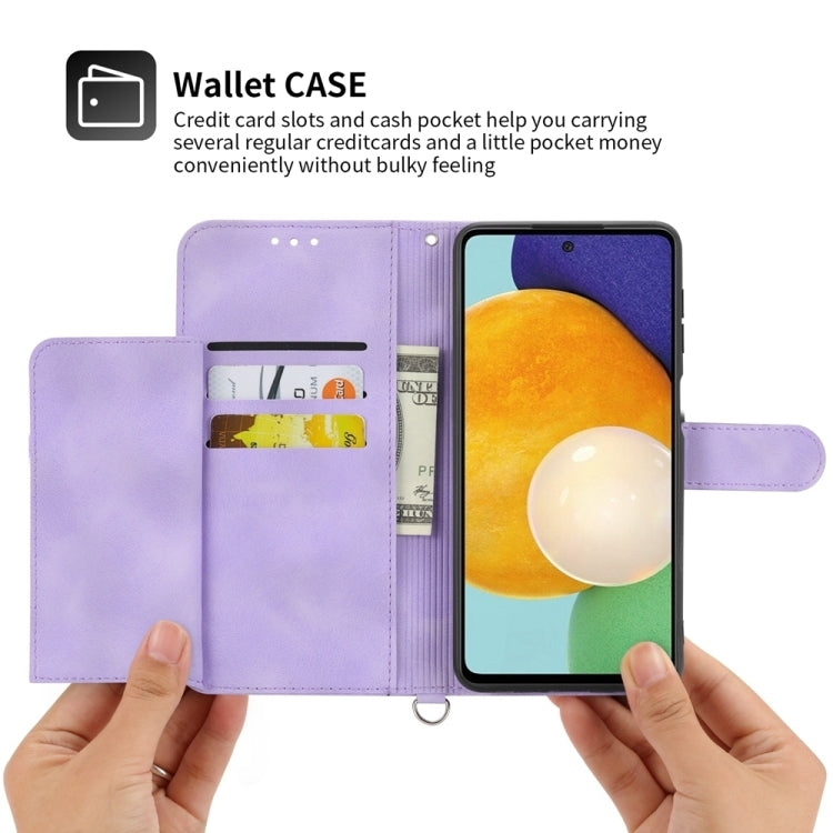 For Honor Magic6 Pro Skin-feel Flowers Embossed Wallet Leather Phone Case(Purple)