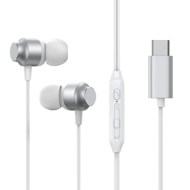 JOYROOM JR-EC06 Type-C Metal In-Ear Wired Earphone, Length: 1.2m(White)