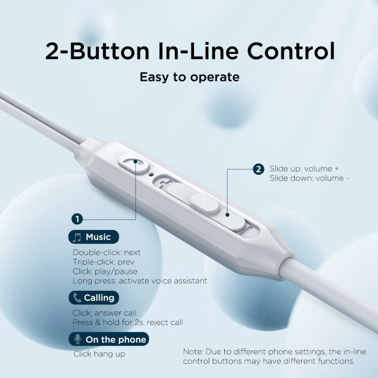 JOYROOM JR-EC06 Type-C Metal In-Ear Wired Earphone, Length: 1.2m(White)