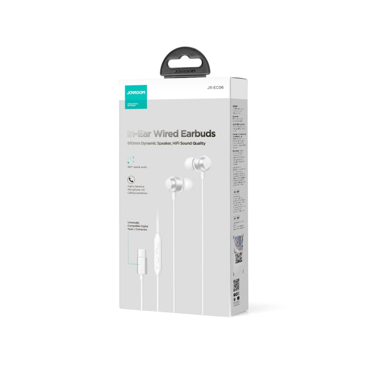 JOYROOM JR-EC06 Type-C Metal In-Ear Wired Earphone, Length: 1.2m(White)