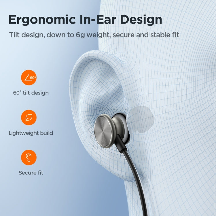 JOYROOM JR-EW03 3.5mm In-Ear Metal Wired Earphone, Length: 1.2m(Black)
