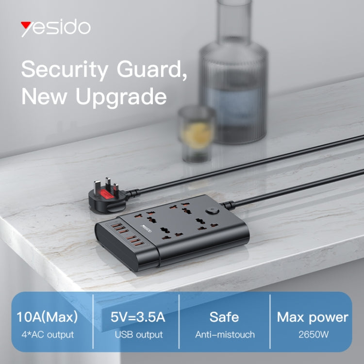 Yesido MC-08 4 Ports + 6 USB Ports 2650W Multi-functional High Power Socket(EU Plug)
