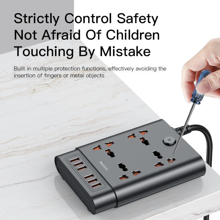 Yesido MC-08 4 Ports + 6 USB Ports 2650W Multi-functional High Power Socket(EU Plug)