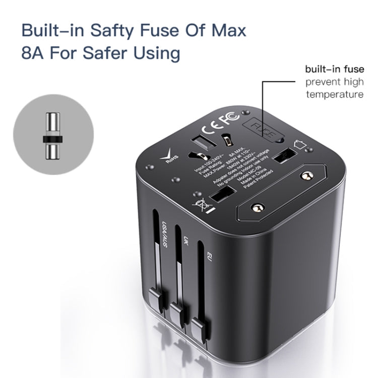 Yesido MC-09 Multi-function Universal Travel Adapter Plug(Black)