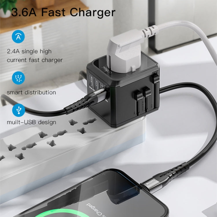 Yesido MC-10 3 USB + Type-C Ports Multi-function Universal Travel Adapter Plug, MC-10
